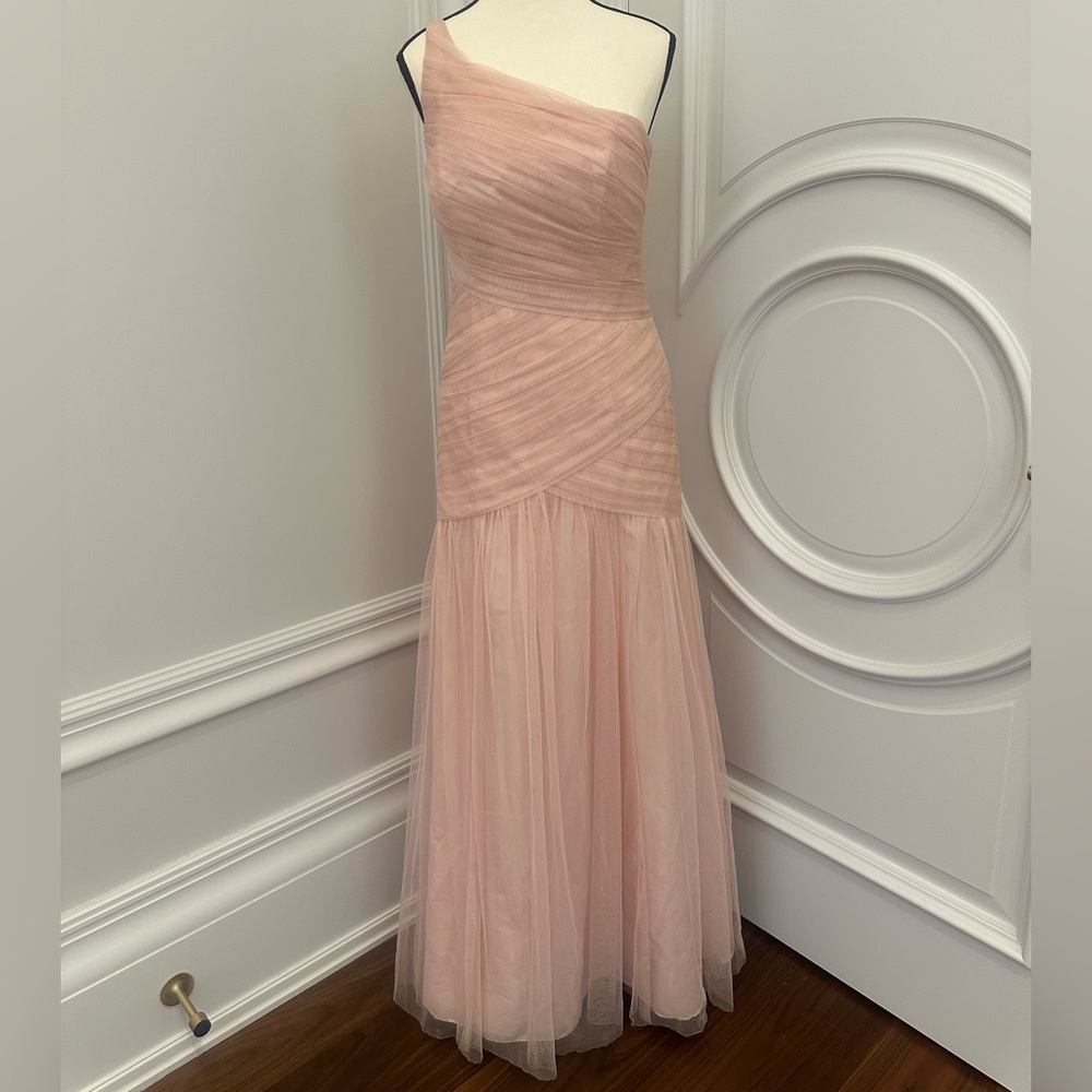 White by Vera Wang Blush/Baby Pink One-Shoulder Tulle Dress (Fits like a Size 4)